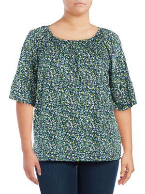 Michael Michael Kors Plus Tiny Wildflower Bell-sleeve Top