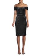 Laundry By Shelli Segal Off-the-shoulder Velvet Sheath Dress