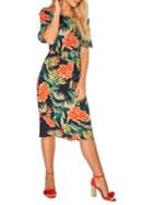 Dorothy Perkins Tropical-print Off-the-shoulder Midi Dress