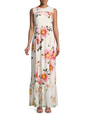 Karl Lagerfeld Paris Floral Sleeveless Maxi Dress