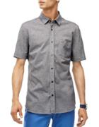 Lacoste Heathered Short-sleeve Casual Button-down Shirt
