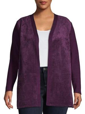 Calvin Klein Plus Front Suede Ribbed Cardigan