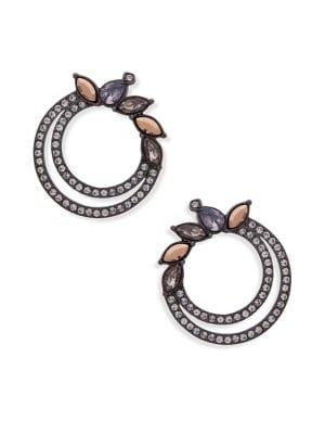 Jenny Packham Multi-colored Crystal And Hematite Hoop Earrings