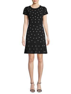 Michael Michael Kors Petite Flower- Dot Flounce Dress