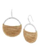 Robert Lee Morris Bold Moves Goldplated And Silverplated Wire Wrapped Gypsy Hoop Earrings