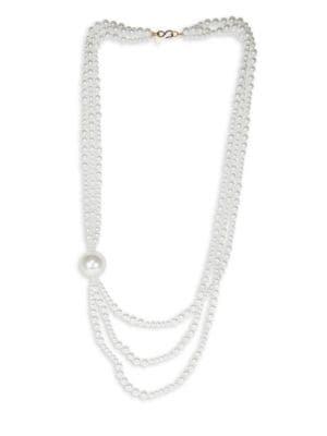 Kenneth Jay Lane White Faux Pearl Multi-strands Necklace