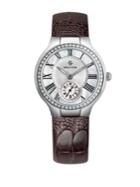 Phillip Stein Ladies Silvertone Diamond And Leather Chronograph Watch