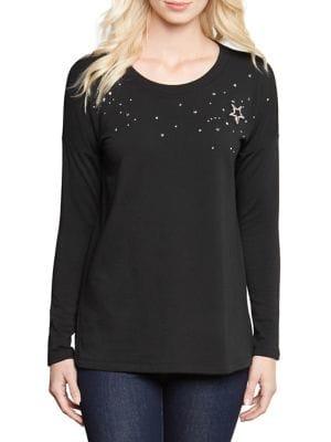 Karen Kane Star Embellished Fleece Sweater