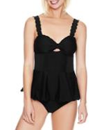 Betsey Johnson Scalloped Fit And Flare Tankini