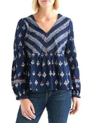 Lucky Brand Printed Flare Hem Top