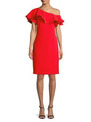 Lauren Ralph Lauren Ruffled One-shoulder Crepe Dress
