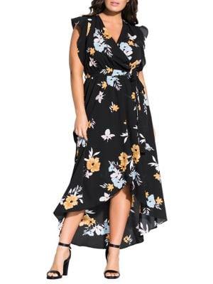 City Chic Plus Zinnea Maxi Wrap Dress