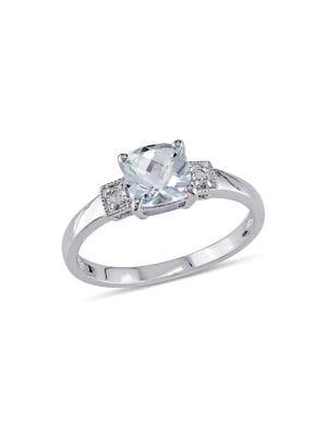 Sonatina Sterling Silver, Aquamarine & Diamond Ring
