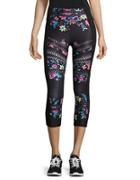 Betsey Johnson Floral Cutout Cropped Leggings