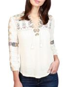 Lucky Brand Tassel Lace-up Top