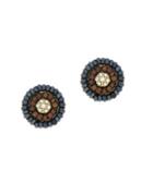 Jessica Simpson Feather Boho Crystal Stud Earrings