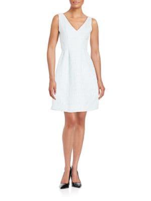 Betsey Johnson Jacquard V-neck Fit & Flare Dress