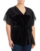 Michael Michael Kors Plus Belted Wrap Velvet Blouse