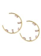 Bcbgeneration Haute Hangers Goldtone Colored Stone Cluster Hoop Earrings