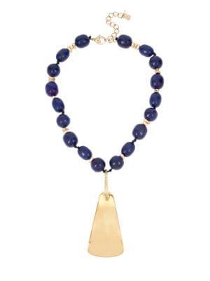 Robert Lee Morris Collection Lapis Beaded Pendant Necklace