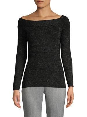Dkny Metallic Asymmetrical Ballet-neck Top