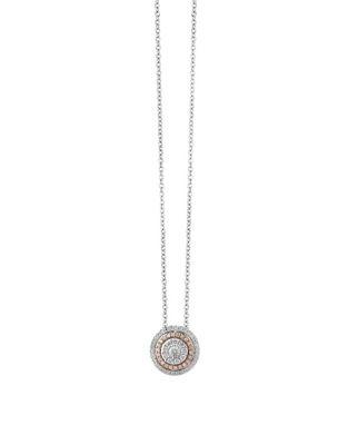 Effy Crystal, 14k White & Rose Gold Pendant Necklace