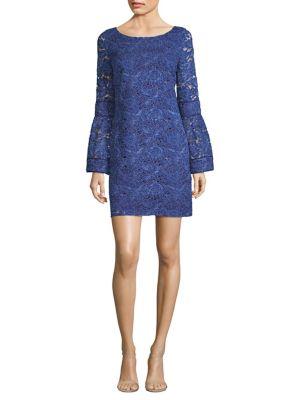 Laundry By Shelli Segal Lace Bell-sleeve Shift Dress