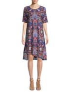 Context Tapestry Paisley Asymmetrical Shift Dress
