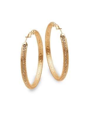 Design Lab Sterling Silver Textured Hoop Earrings