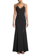 Xscape Sleeveless Illusion Side Evening Gown