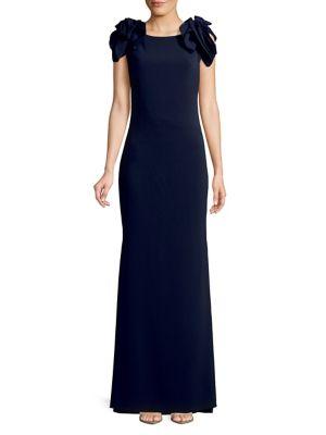 Badgley Mischka Platinum Floral Floor-length Gown