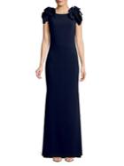 Badgley Mischka Platinum Floral Floor-length Gown