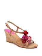 Tahari Favor Floral Leather Wedge Sandals