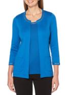 Rafaella Petite Three-quarter Sleeve Cotton Cardigan