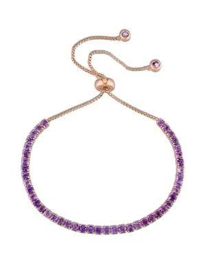 Sonatina Amethyst Tassel Bolo Bracelet In Rose Plated Sterling Silver