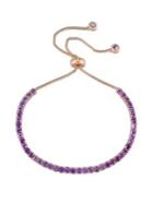 Sonatina Amethyst Tassel Bolo Bracelet In Rose Plated Sterling Silver