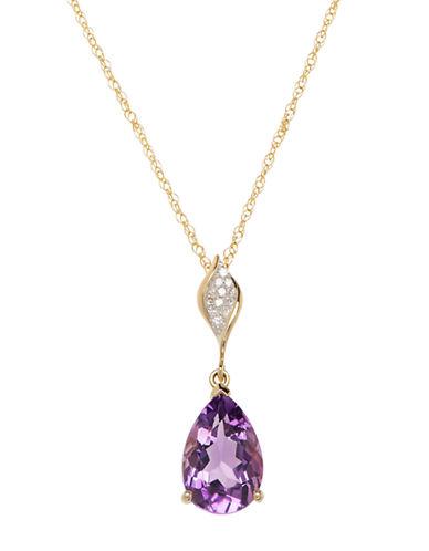 Lord & Taylor Red Box Gallery 14k Yellow Gold Amethyst And Diamond Pendant Necklace