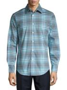 Perry Ellis Plaid Spill-resistant Button-front Shirt
