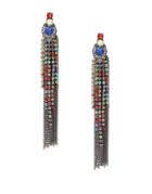 Cara Embellished Chain-accented Tassel Earrings