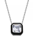 Lord & Taylor Sterling Silver & Clear Crystal Pendant Necklace