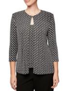 Alex Evenings Plus Two-piece Geometric Cardigan And Tank Top