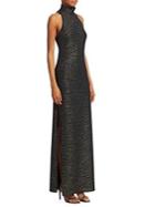 Halston Heritage Metallic Knit Evening Gown