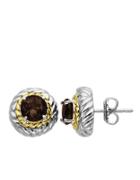 Lord & Taylor Smoky Quartz Earrings In Sterling Silver With 14k Yellow Gold