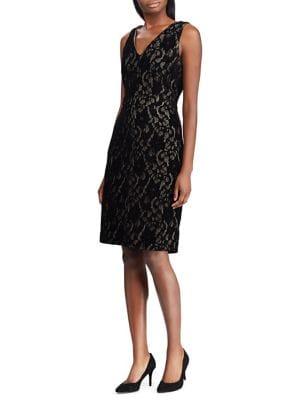 Lauren Ralph Lauren Petite Lace V-neck Sheath Dress