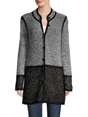 Karl Lagerfeld Paris Colorblock Cotton-blend Long Cardigan