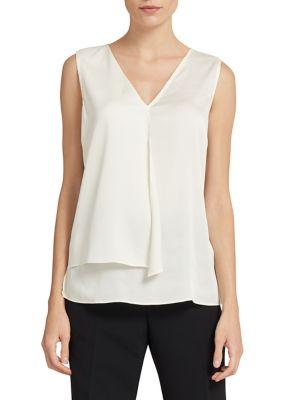 Donna Karan Sleeveless V-neck Satin Top