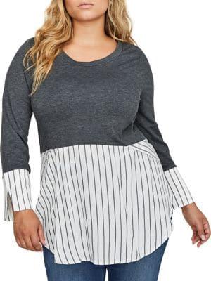 Addition Elle Love And Legend Plus Long-sleeve Fooler Top