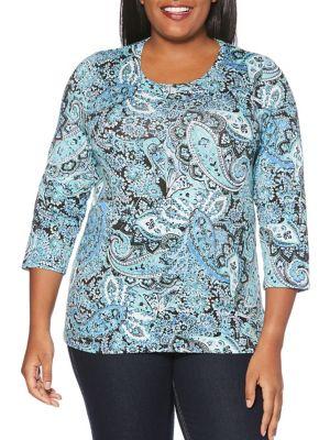 Rafaella Plus Paisley Printed Top