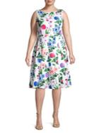 Calvin Klein Plus Plus Floral Pinted Fit-&-flare Dress
