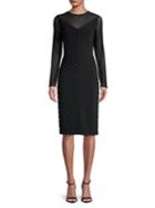 Adrianna Papell Mitered Pintuck Illusion Sheath Dress